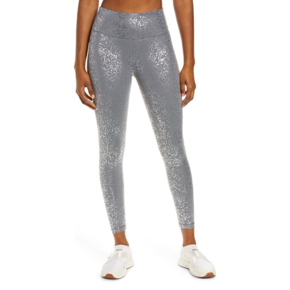 Sweaty Betty Goddess 7/8 leggings Grey Terrazzo Foil Print size XS NWT